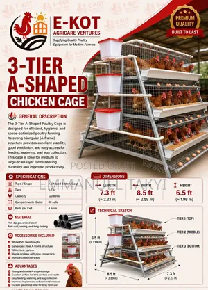 Chicken Cage 3-Tier a-Shaped