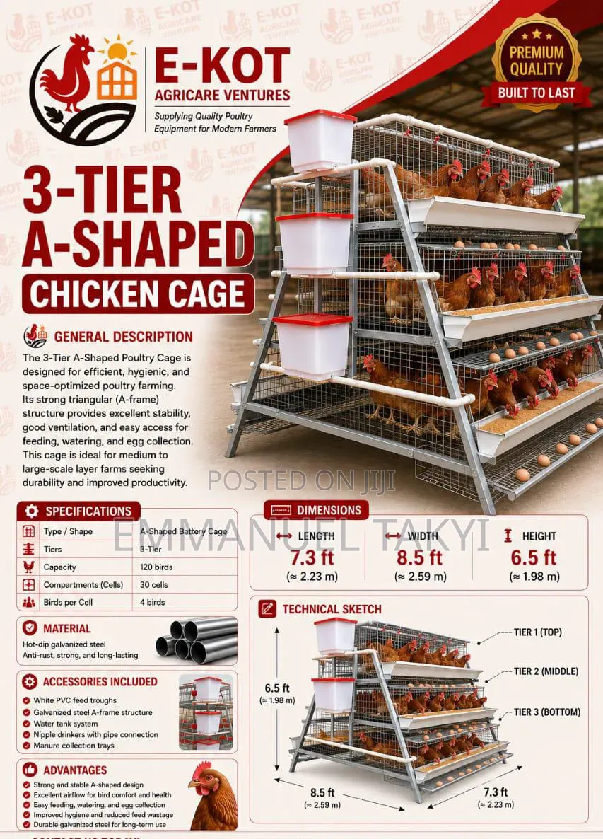 Chicken Cage 3-Tier a-Shaped