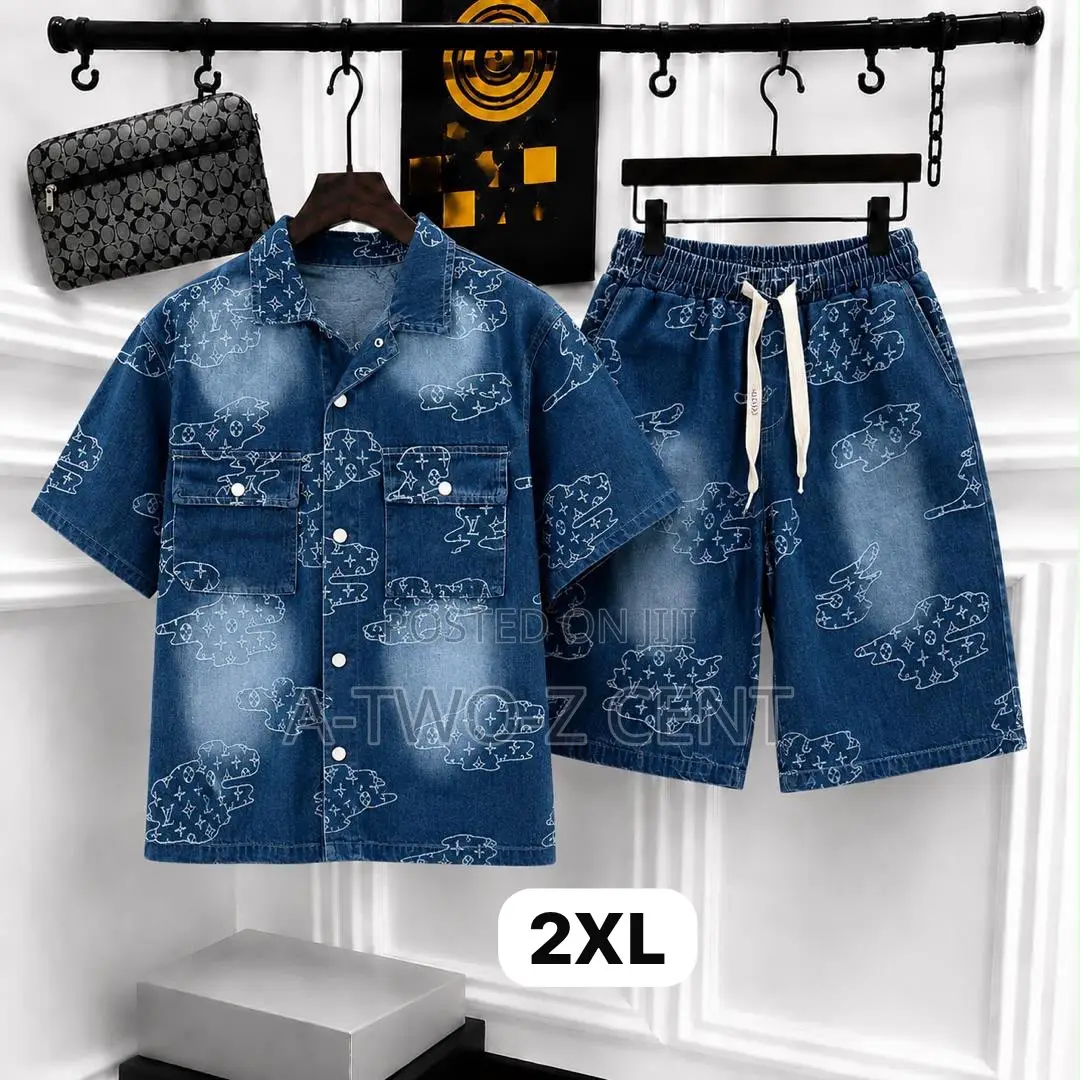 Denim 2-Piece Set – Short Sleeve Shirt