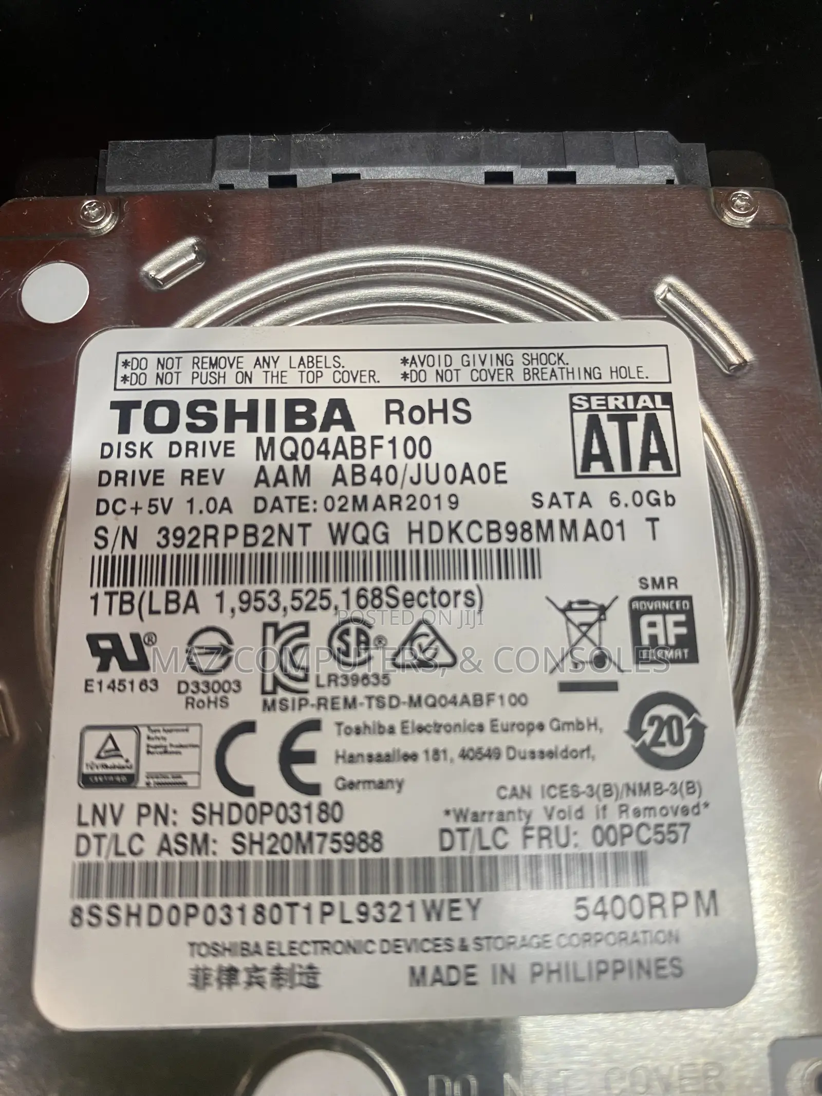 1TB Laptop Hard Disk Drive ( Toshiba