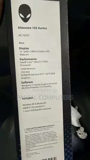 New Laptop Alienware 16x Aurora 32GB Intel Core Ultra 9 SSD 2T