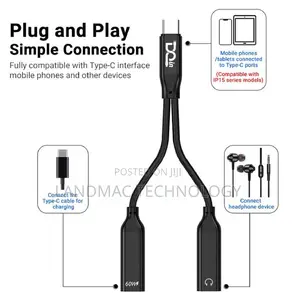 2-in-1 USB-C Earphone + Charging Adapter for 3.5mm