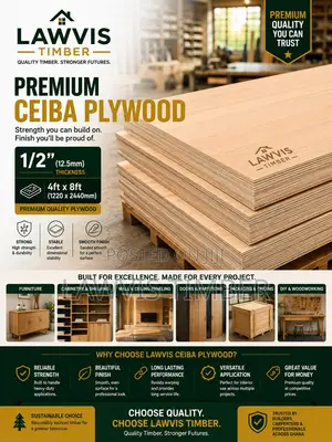 1/2” Ceiba Plywood | 12.5 Mm | Smooth, Strong Reliable