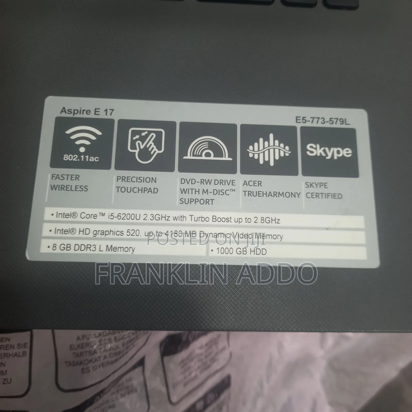 Laptop Acer Aspire ES1-533 8GB Intel Core i5 HDD 500GB