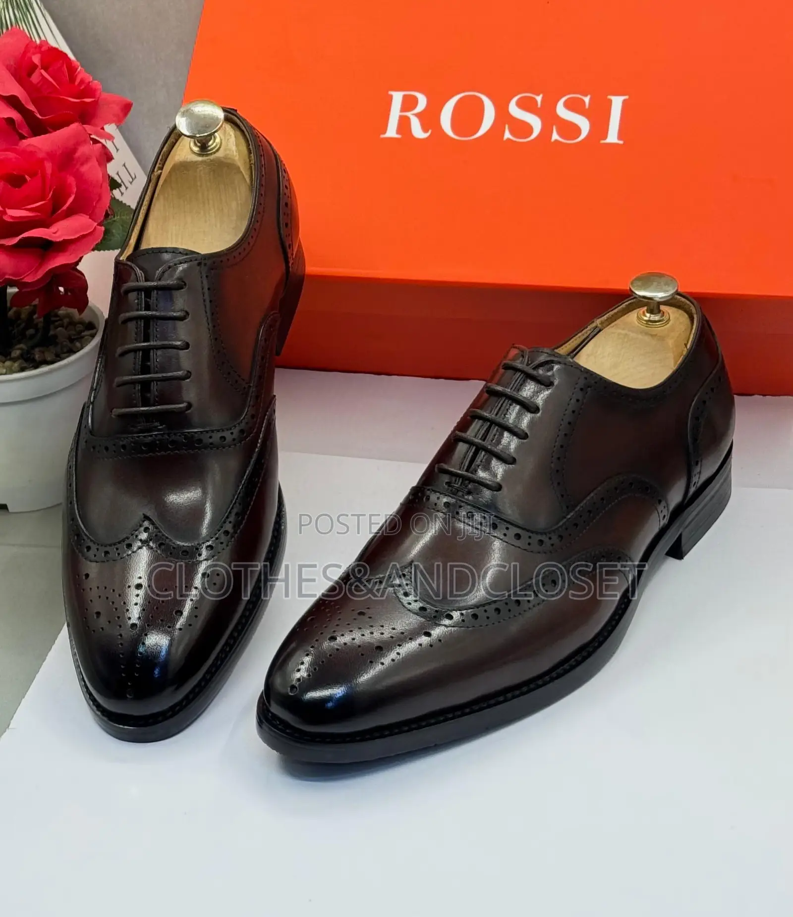 Dark Brown Wingtip Oxford Shoes Feature Intricate Brogue Detailing.