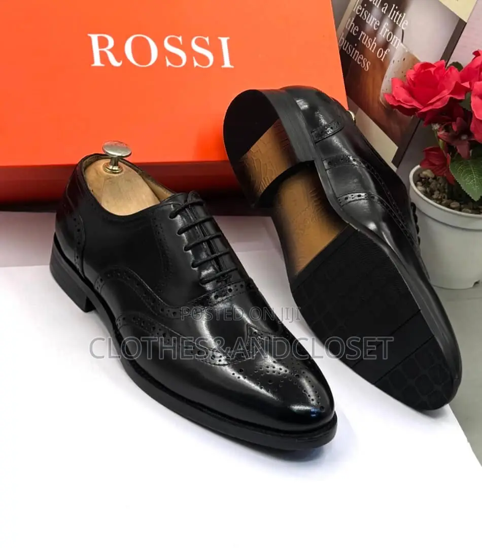 Rossi Branded Black Leather Oxford Brogues