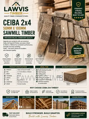 Ceiba 2×4 Sawmill Timber | 50 × 100 Mm | Precision Cut