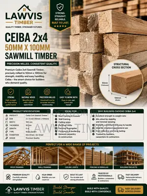 Ceiba 2×4 Sawmill Timber | 50 × 100 Mm | Precision Cut