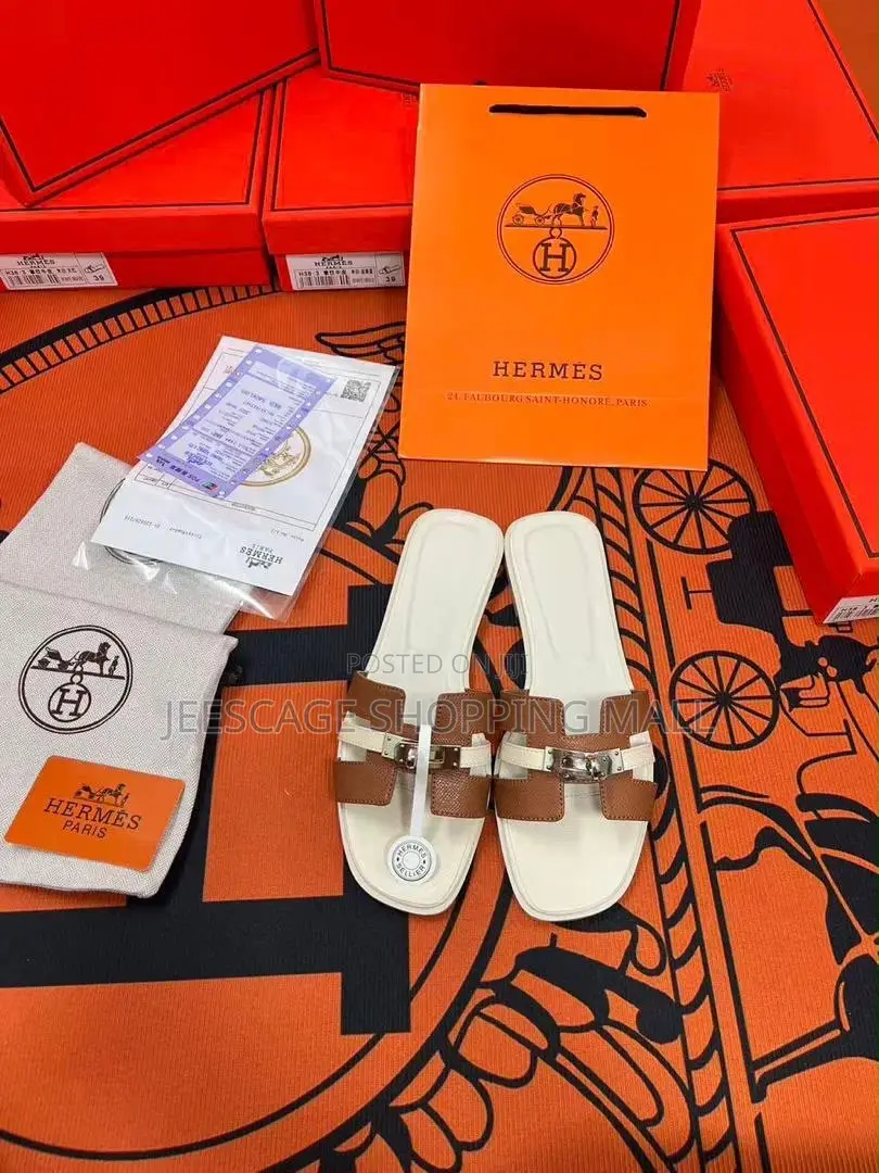 Hermes Women's Two-Tone H-Strap Flat Sandals With Buckle