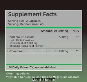 Rhodiola Rosea 2500mg With L-Theatine 120 Capsules