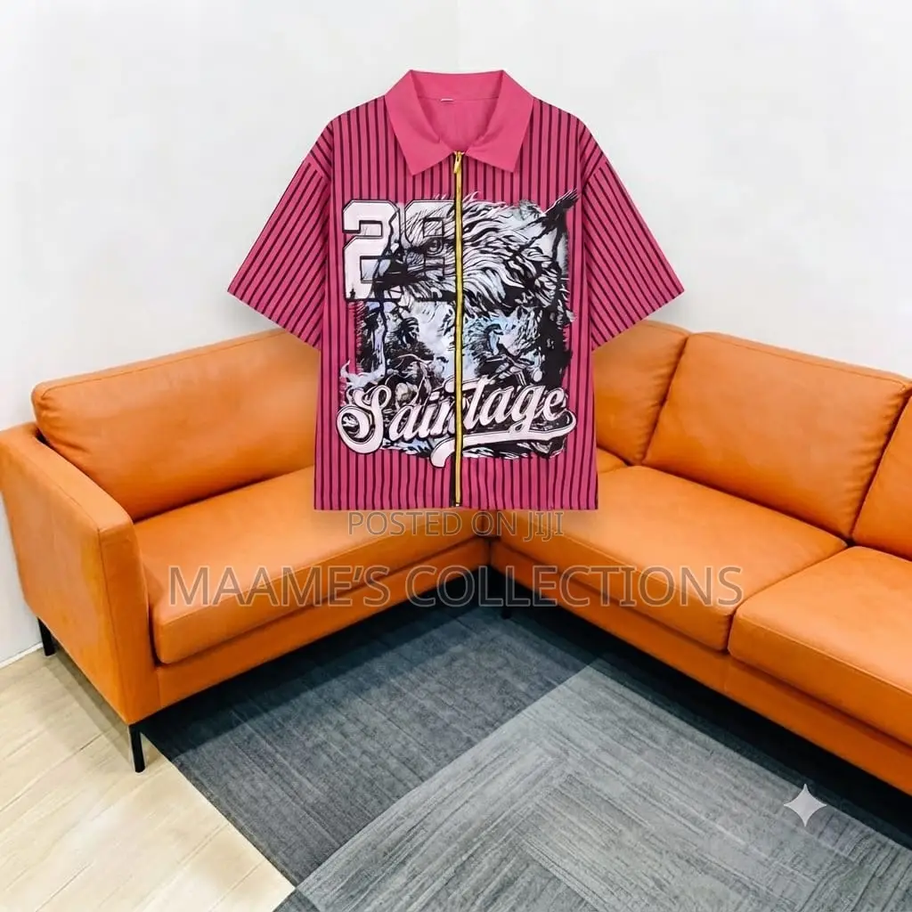 Men’s Graphic Print Front Zip Short Sleeve Shirt