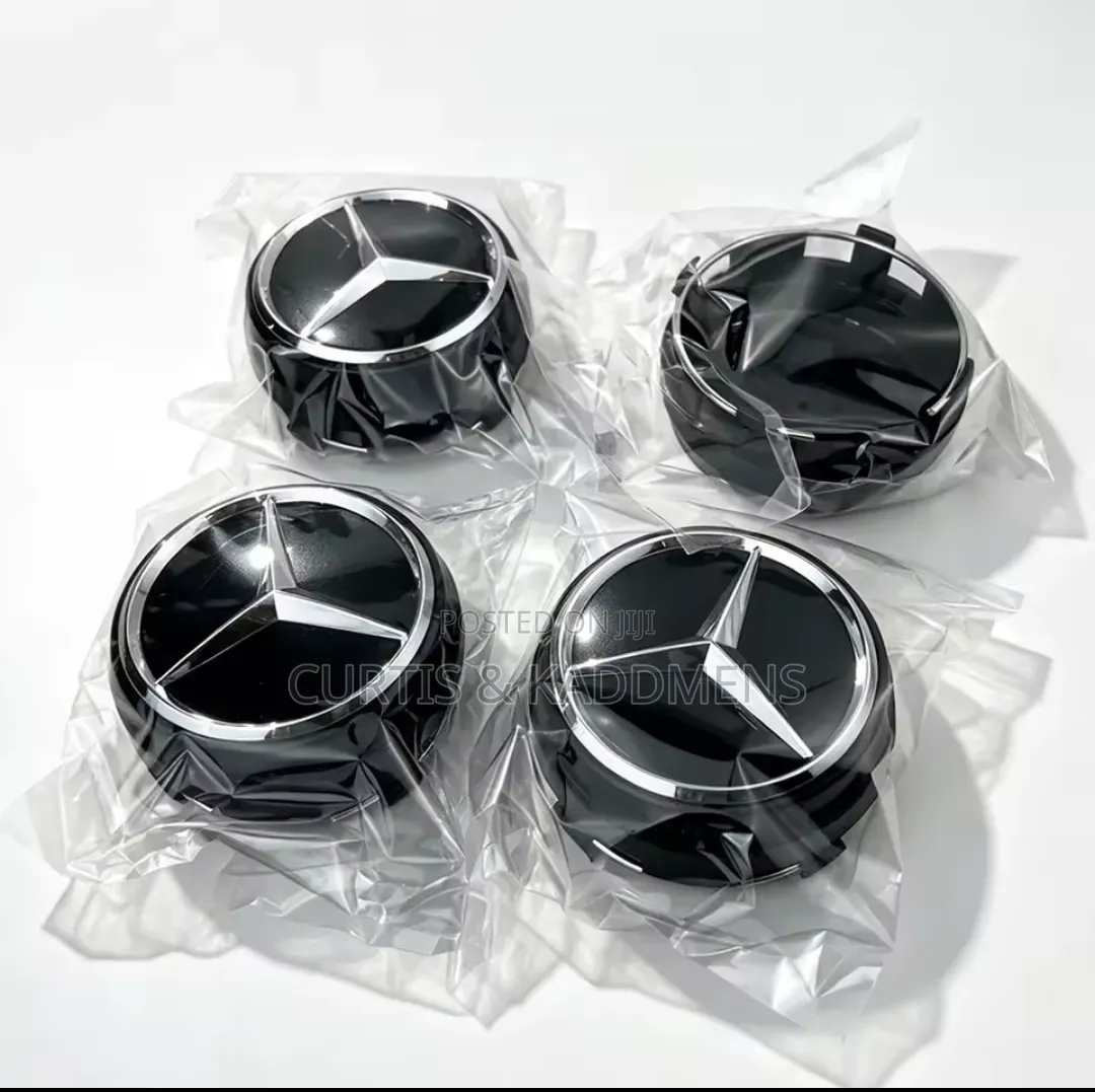 Mercedes Benz AMG Rim Center Caps Glossy Black 4 Set