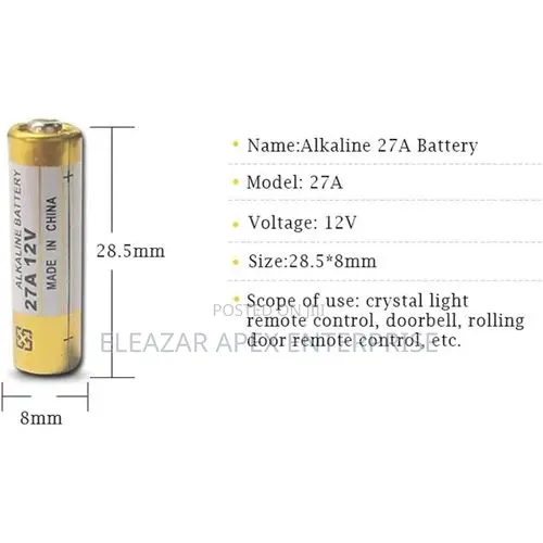 27 A, 12 v Alkaline Battery