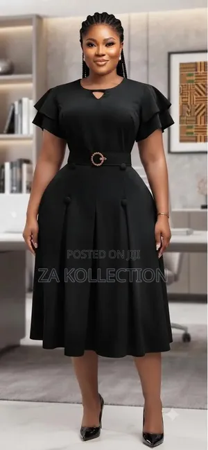 Senori Ladies Office Dress With Belt and Big Pleats