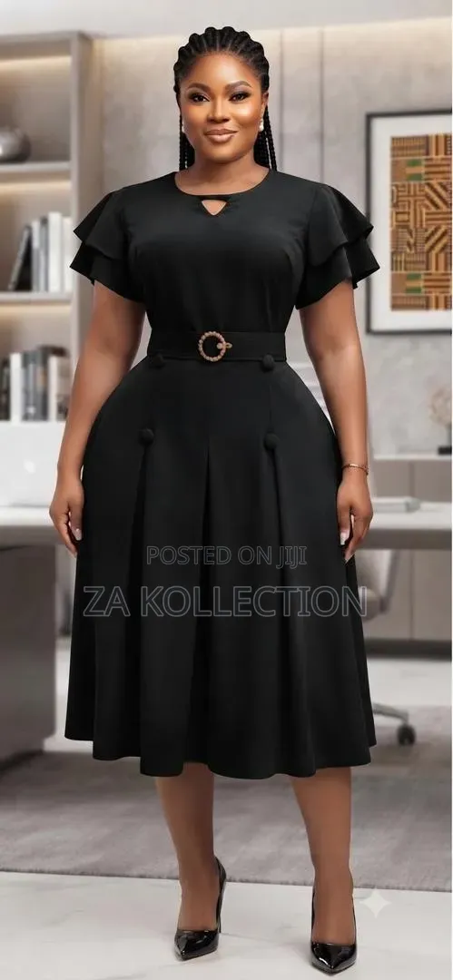Senori Ladies Office Dress With Belt and Big Pleats