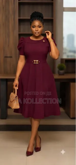 Women's High Waist Pleated Office Dress