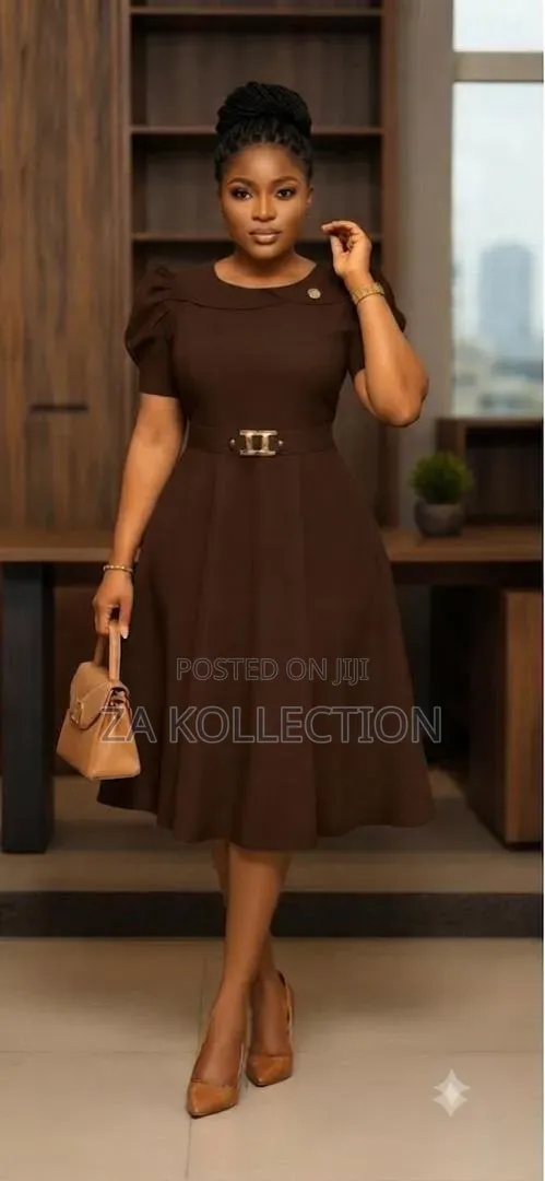 Women's High Waist Pleated Office Dress