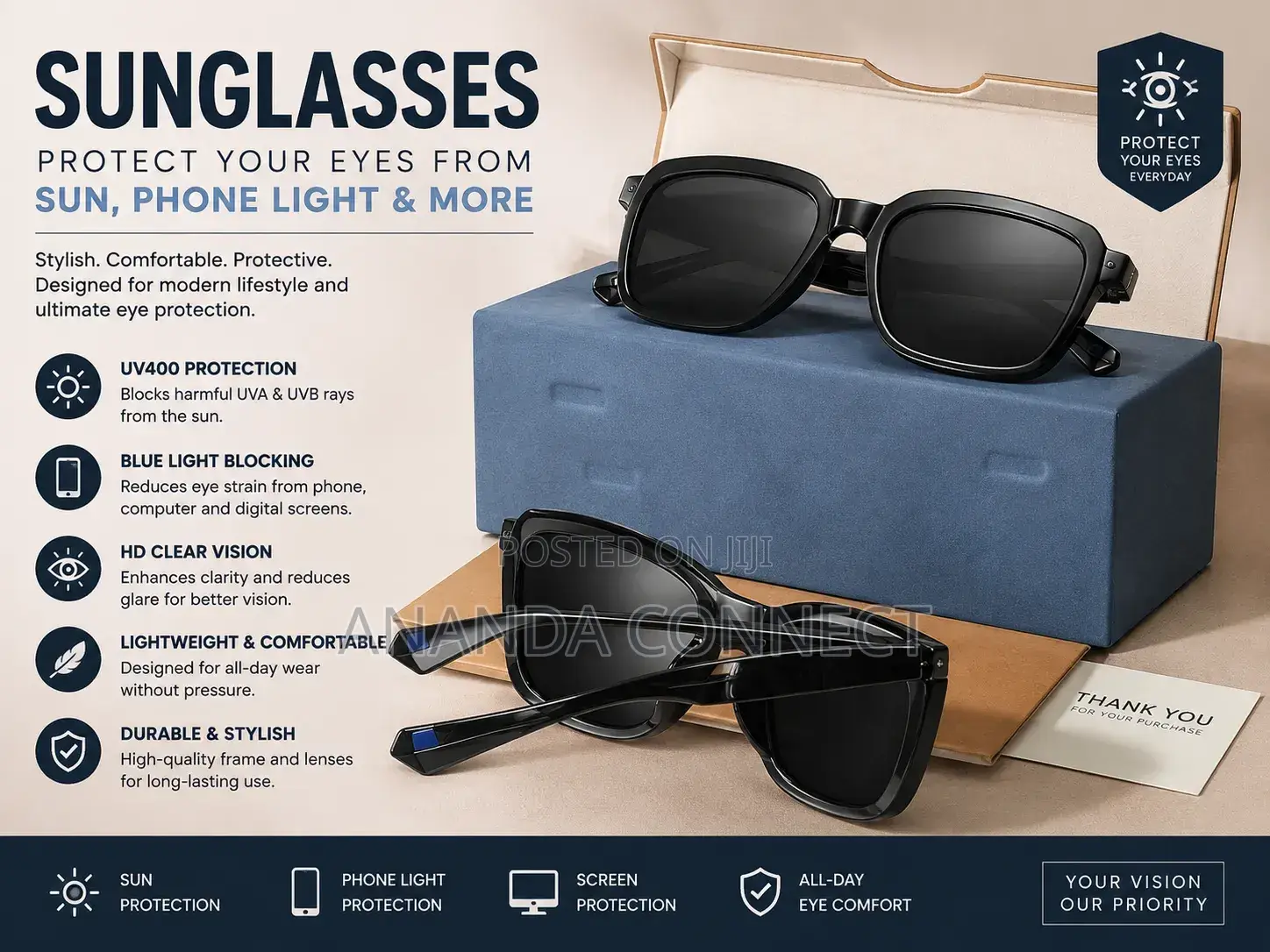 UV400 Polarized Sunglasses Protect Your Eyes From Sunlight, Blue Light