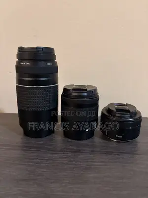 Canon EOS 200D Camera Body With 3 Lenses and a Godox Flash Light.