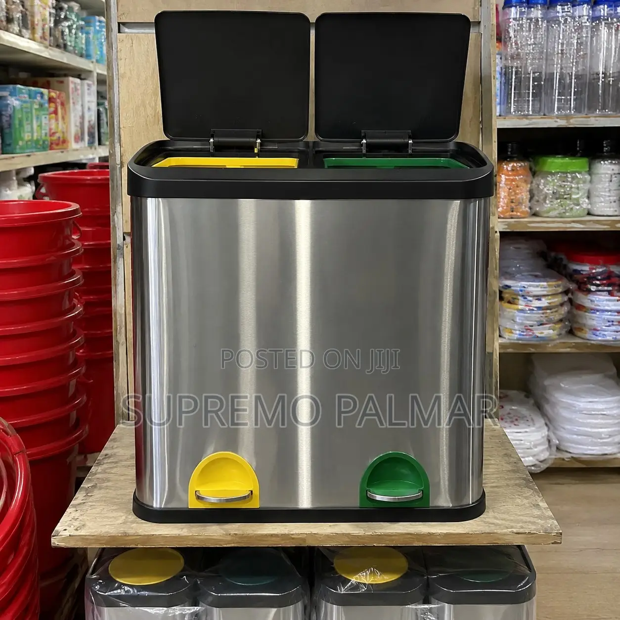 20L Stainless Steel Dual Pedal Bin Twin 10L Compartments for Wastebins