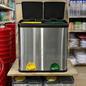20L Stainless Steel Dual Pedal Bin Twin 10L Compartments for Wastebins