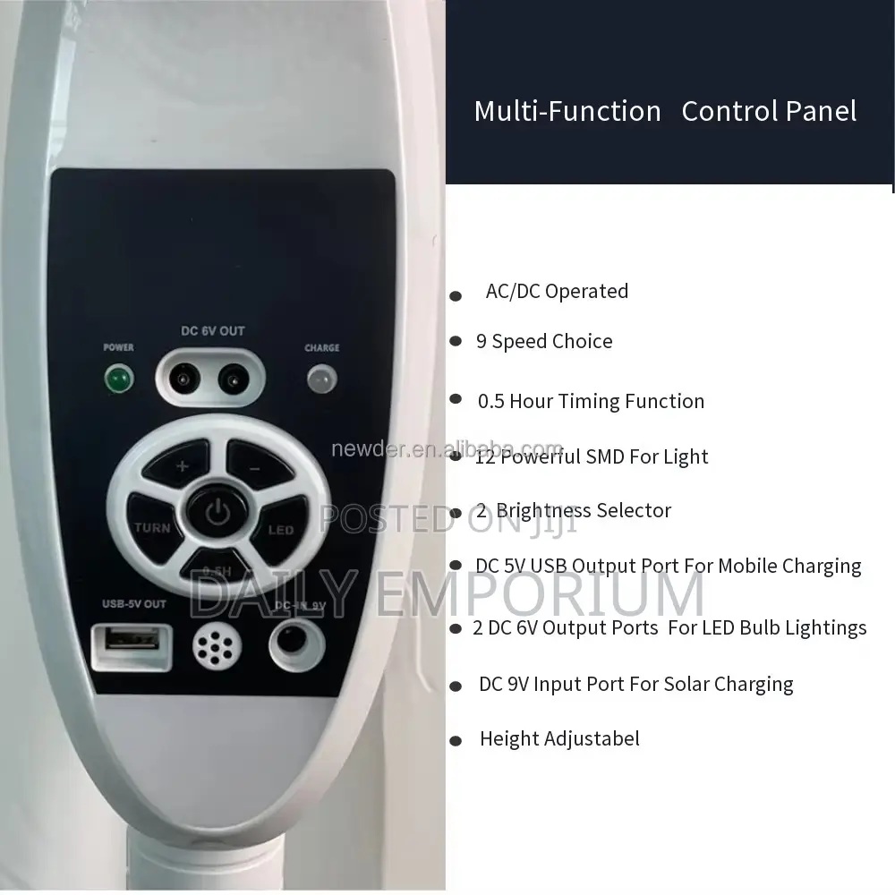 Rechargeable Solar Fan With Remote Control and Light