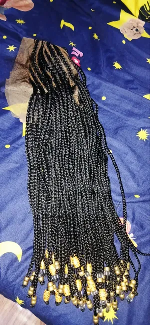 Brand New Black Wig With Beads Front Lace – Quick Sale in Kumasi