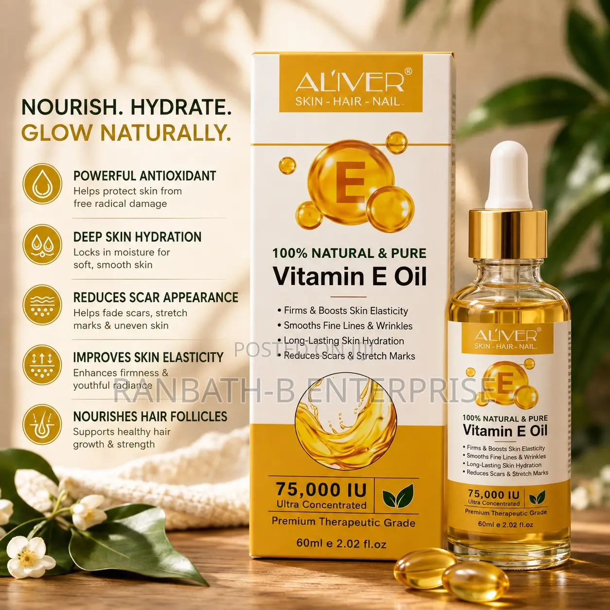 ALIVER 100% Natural Vitamin E Oil