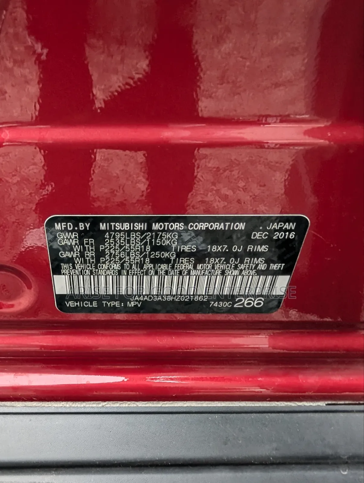 Mitsubishi Outlander SE AWC 2017 Red