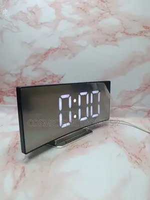 Curved LED Alarm Clock With Temperature Display, Adjustable Brightness