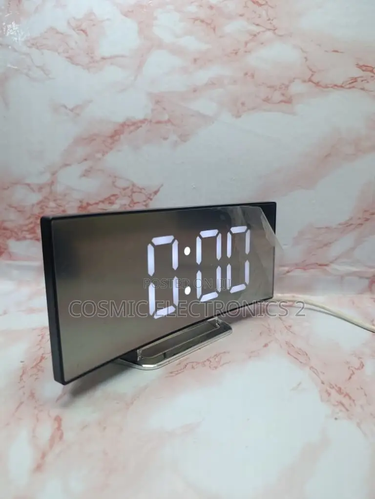 Curved LED Alarm Clock With Temperature Display, Adjustable Brightness
