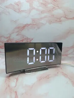 Curved LED Alarm Clock With Temperature Display, Adjustable Brightness