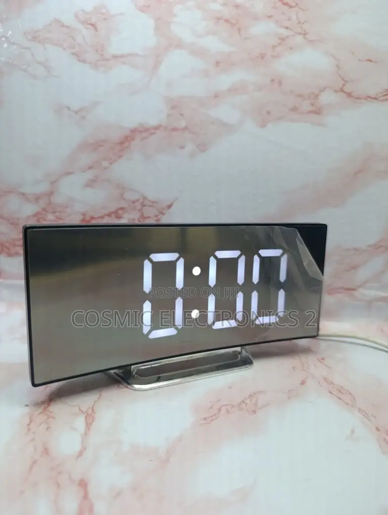 Curved LED Alarm Clock With Temperature Display, Adjustable Brightness