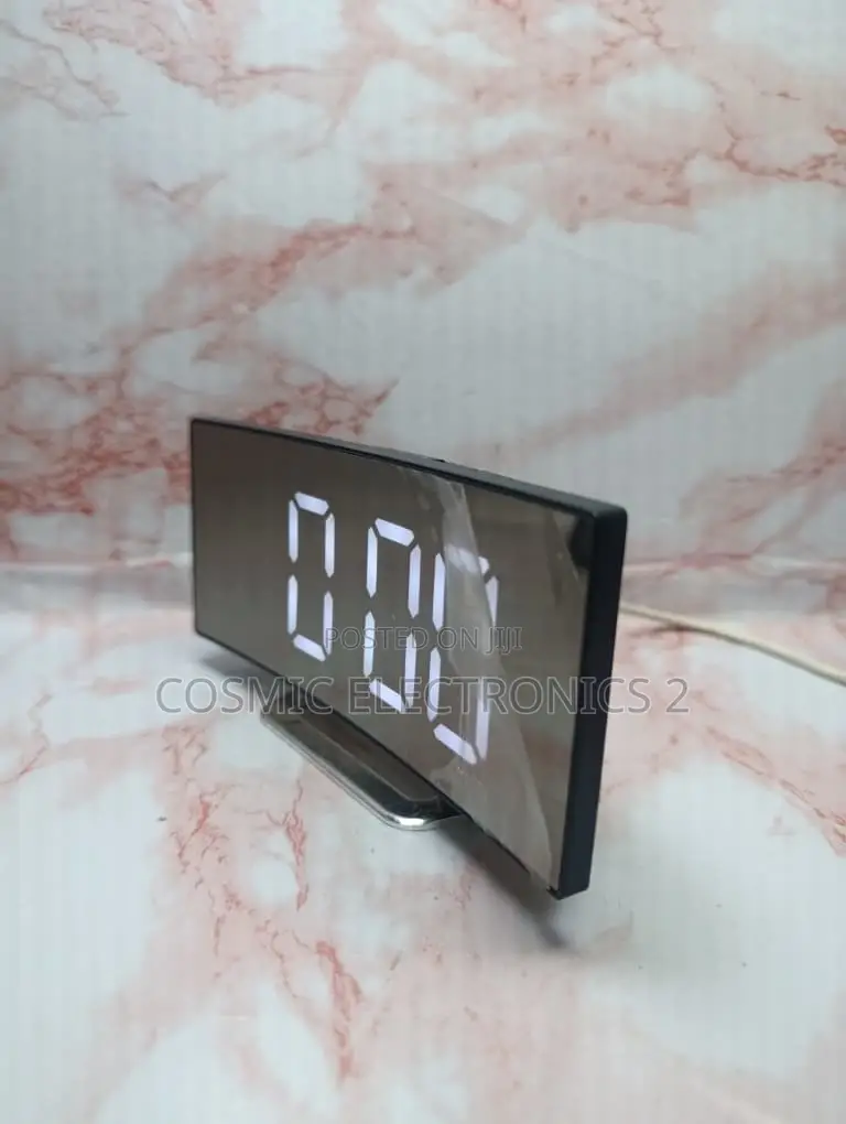 Curved LED Alarm Clock With Temperature Display, Adjustable Brightness