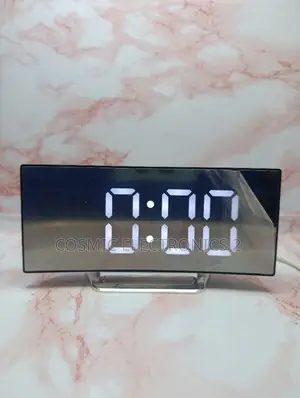 Curved LED Alarm Clock With Temperature Display, Adjustable Brightness