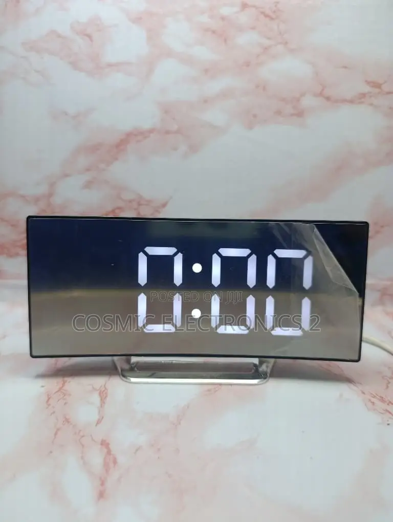 Curved LED Alarm Clock With Temperature Display, Adjustable Brightness