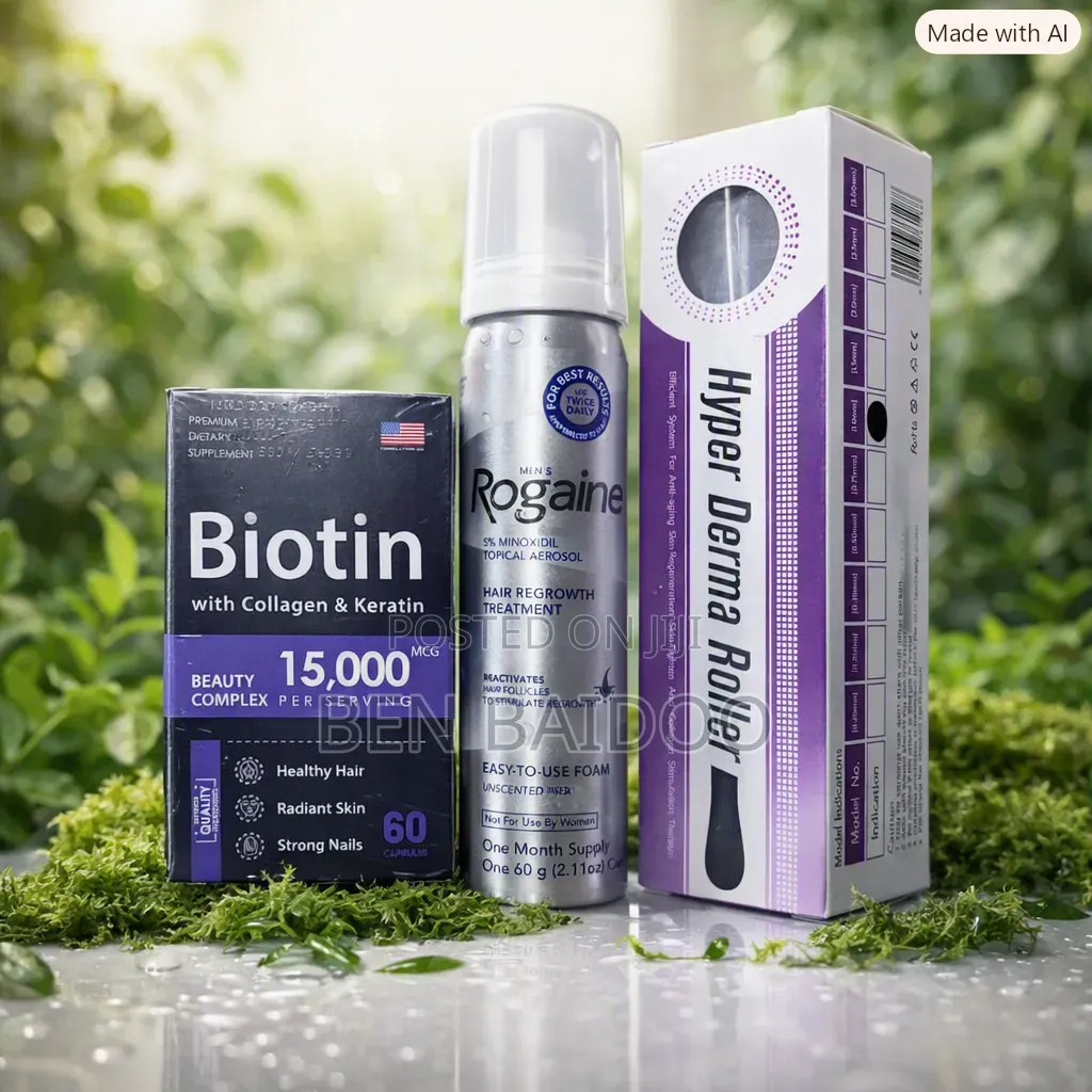 Rogaine Hair Growth Foam, Biotin Derma Roller Kit for Men