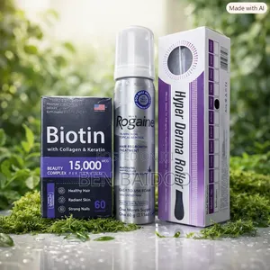 Rogaine Hair Growth Foam, Biotin Derma Roller Kit for Men