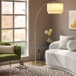 Arc Floor Lamp With Tiered Shade Brass