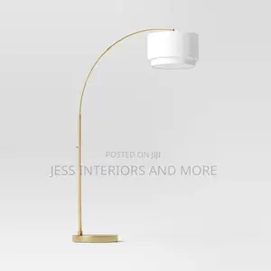 Arc Floor Lamp With Tiered Shade Brass