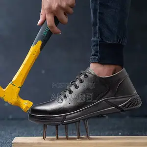 Dinggu Cowhide Leather Low Cut Safety Shoes Anti-Smashing Puncture