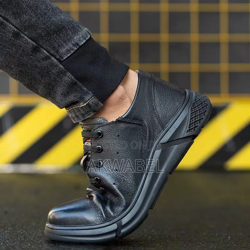 Dinggu Cowhide Leather Low Cut Safety Shoes Anti-Smashing Puncture