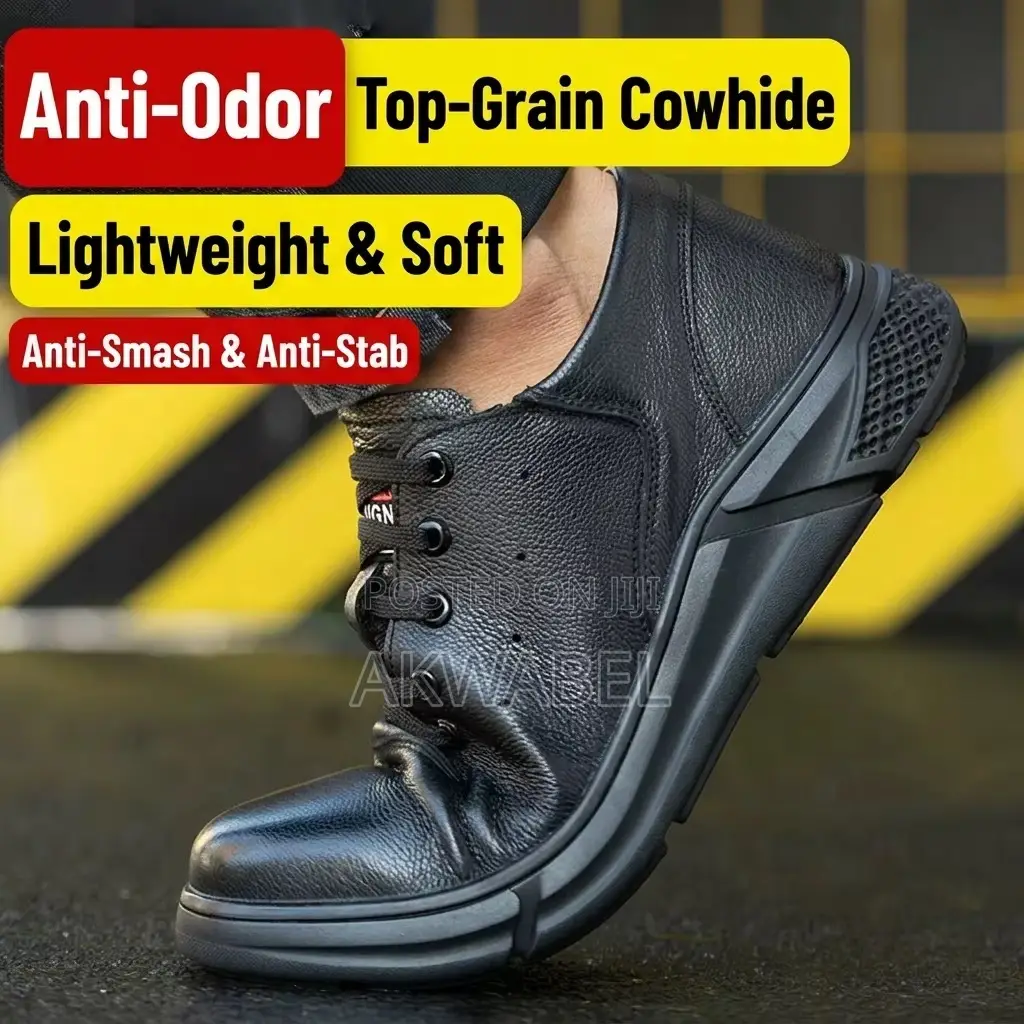 Dinggu Cowhide Leather Low Cut Safety Shoes Anti-Smashing Puncture
