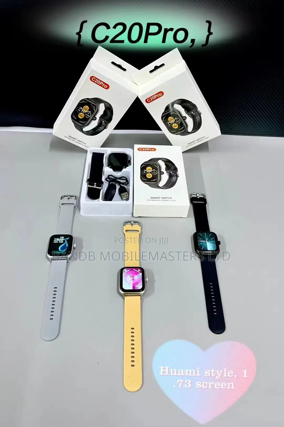 C20 Pro Smart Watch 1.73” Bluetooth for Android iPhone