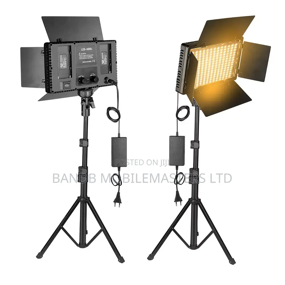 Pro LED 600 Photography Video LED Light Panel (Selfie Stick Included)