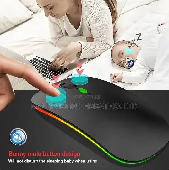 Rechargeable RGB Wireless Mouse – Silent Click | USB 2.4G | 500mAh