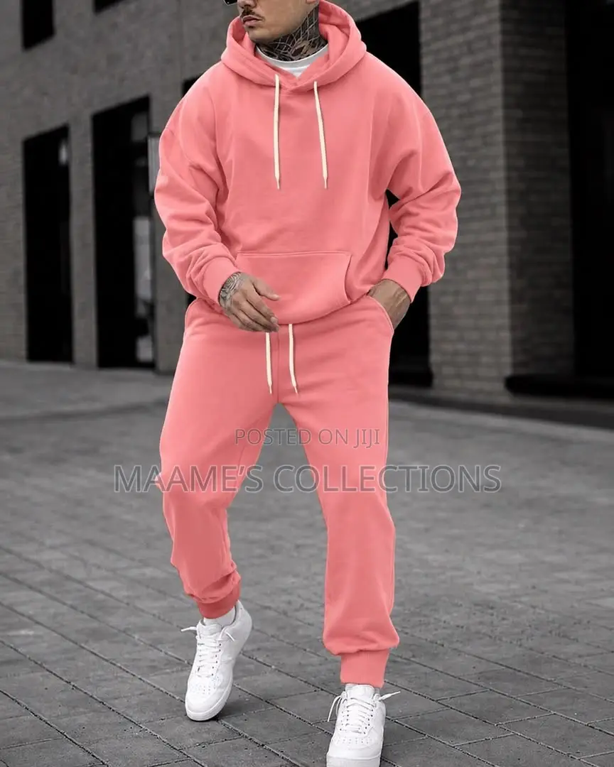 Men’s Plain Hoodie Top Down Set | Casual Tracksuit
