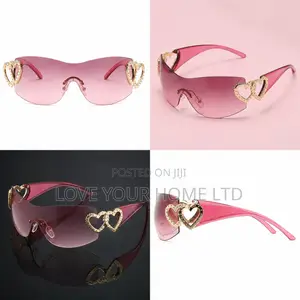 Fashion Rimless Heart Shield Sunglasses for Women