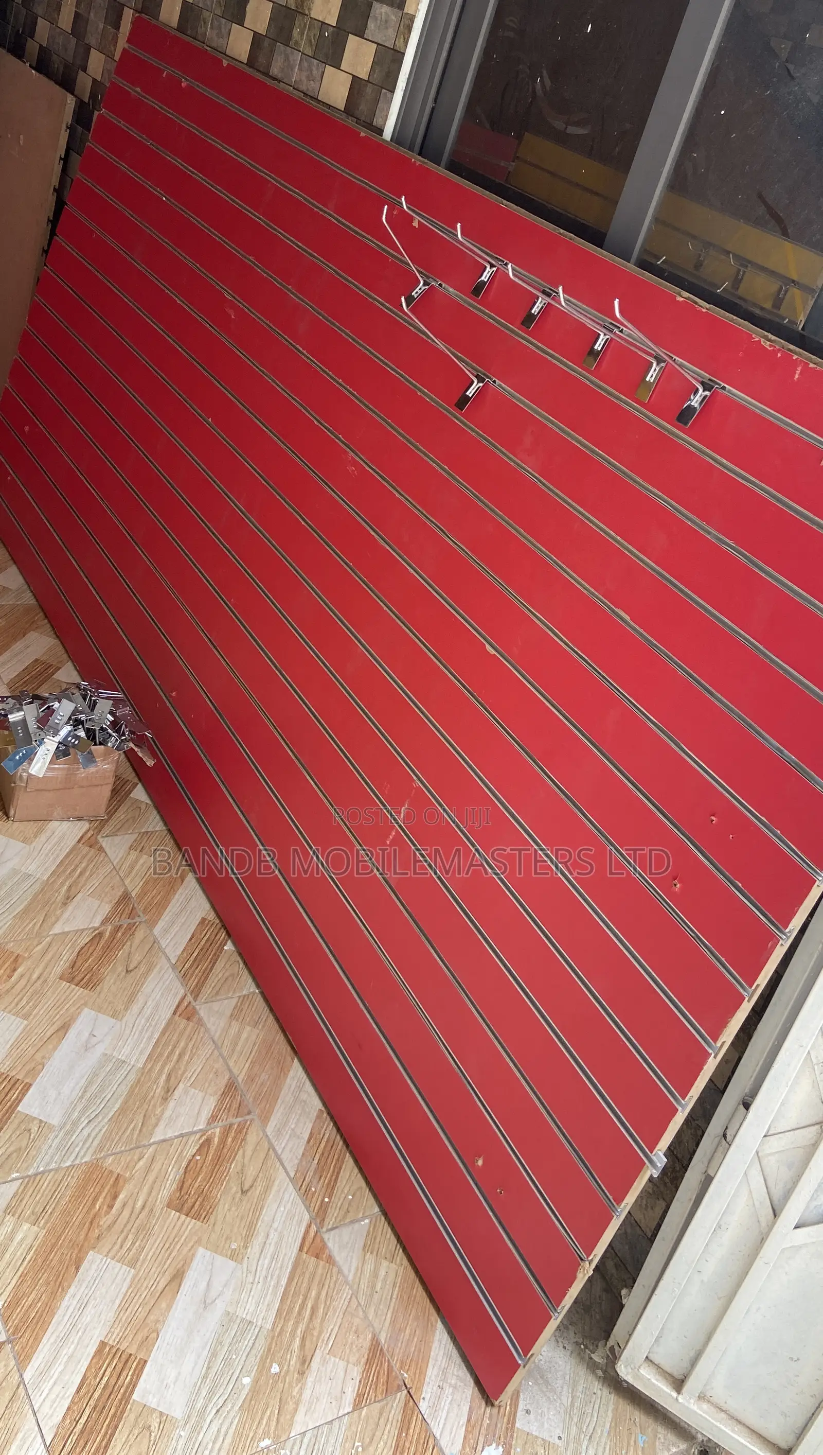 Heavy-Duty Slatwall Display Panel With Metal Hooks Shop Display Board