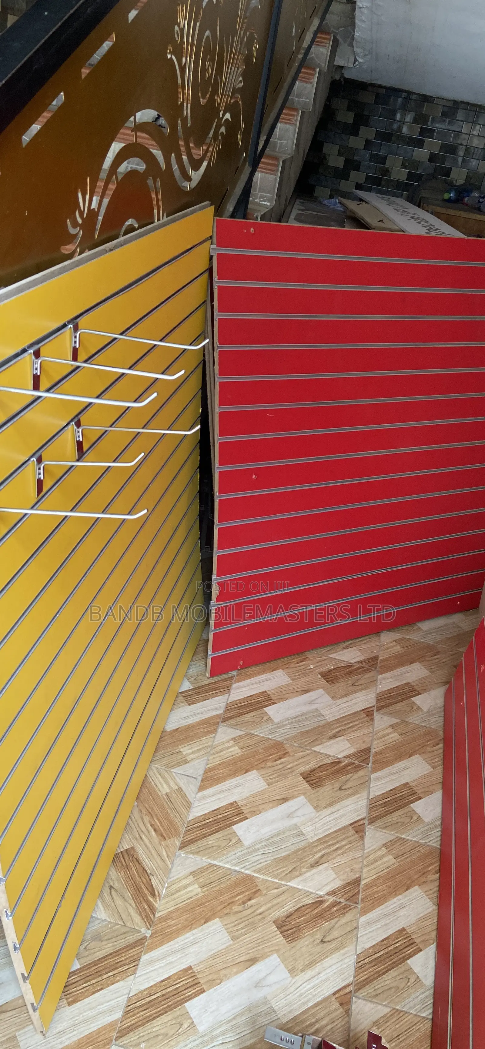 Heavy-Duty Slatwall Display Panel With Metal Hooks Shop Display Board